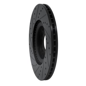 Audi TT Brake Rotor (1) - Front Right - R1 Concepts - Drilled & Slotted - Black - `00-`06